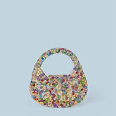 Sac à cocktail portable en cristal brillant fait à la main avec mini perles et texture avancée